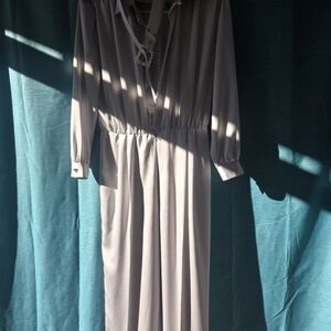 Elegant Long Sleeve Gray Dress